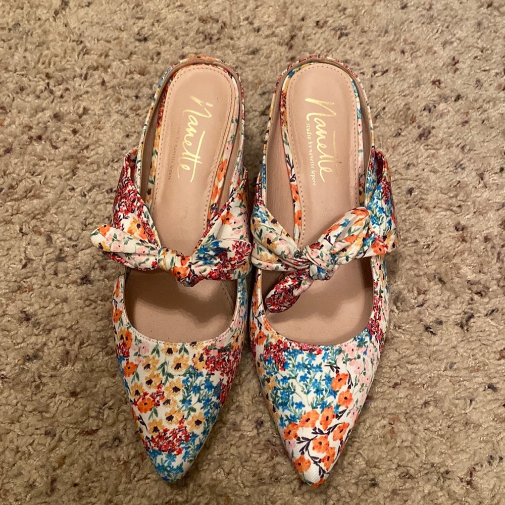 Nanette Lepore Floral Kitten Heel Mules